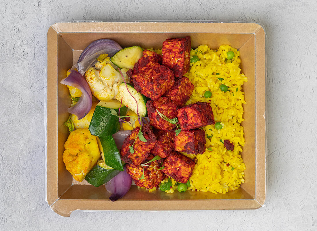 Tandoori Tempeh, Steamed Rice