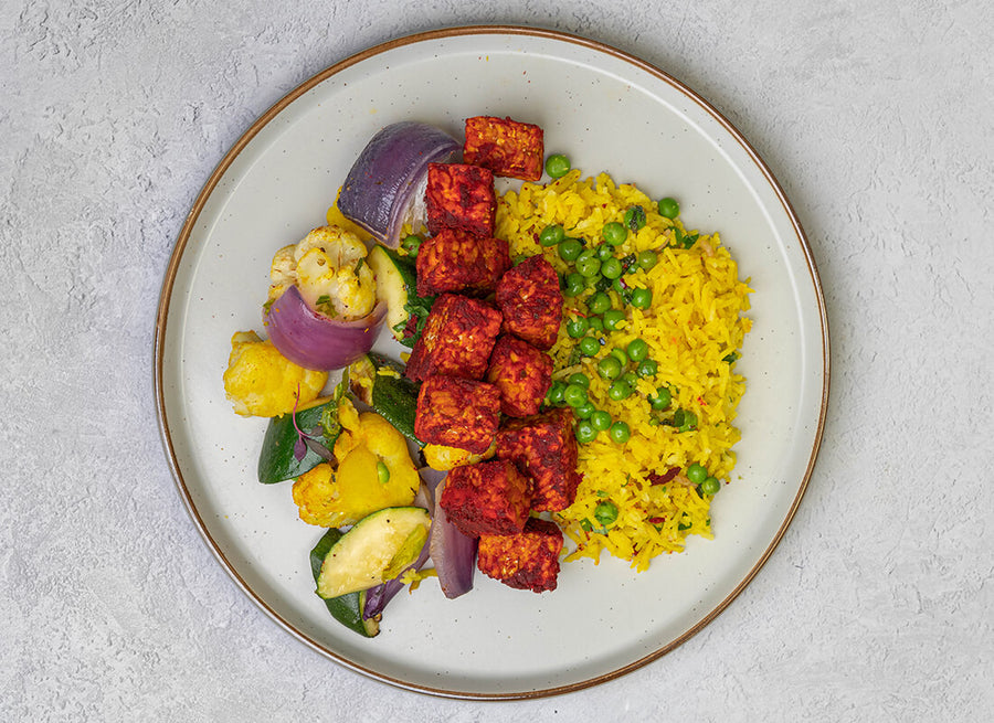 Tandoori Tempeh, Steamed Rice