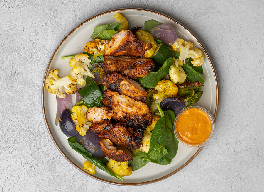 Fajita Chicken Thighs, Courgette, Red Onion, Cauliflower