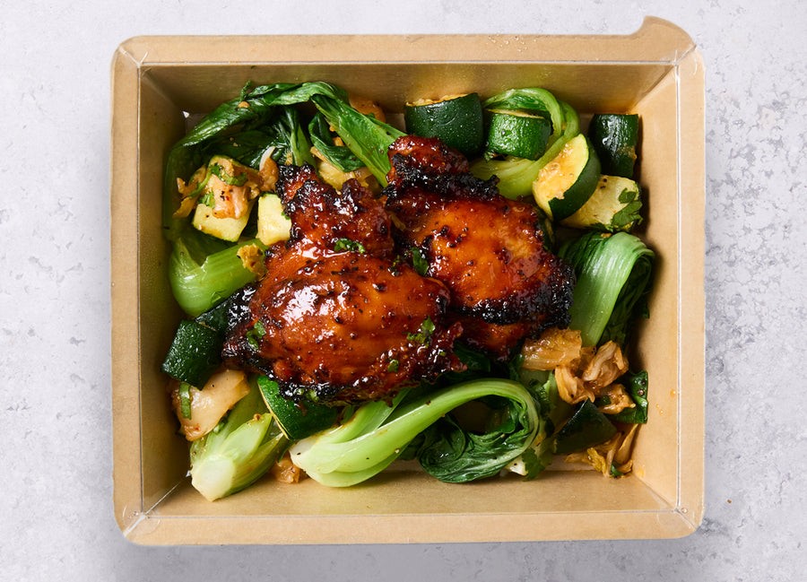 Gochujang Honey Chicken, Kimchi & Pak Choi