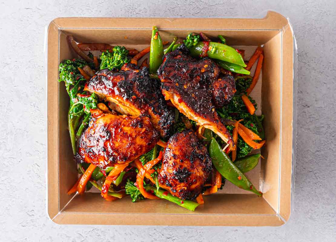 Firecracker Chicken Thighs + Stir Fry Veg