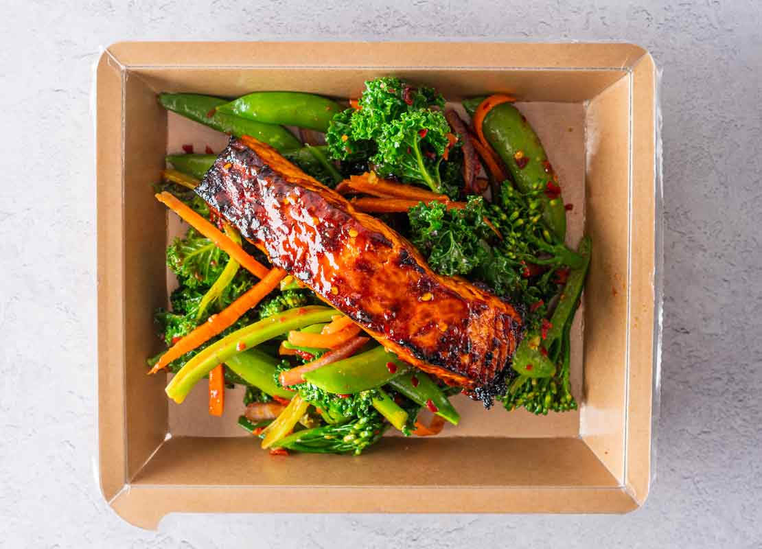 Firecracker Salmon, Stir Fry Vegetables