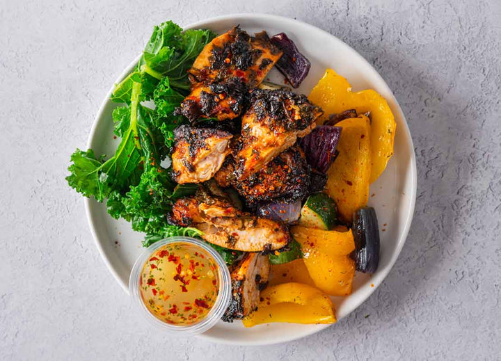 Hot Honey Chicken + Seasonal Veg