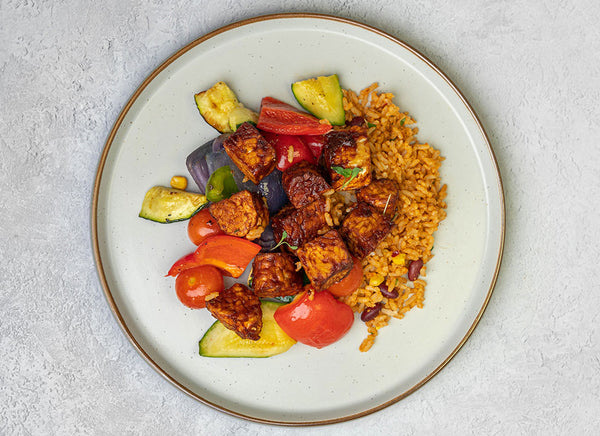 Organic BBQ Tempeh + Mexican Rice
