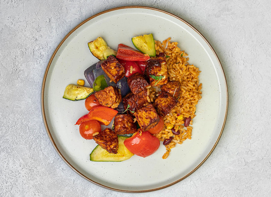 Organic BBQ Tempeh + Mexican Rice