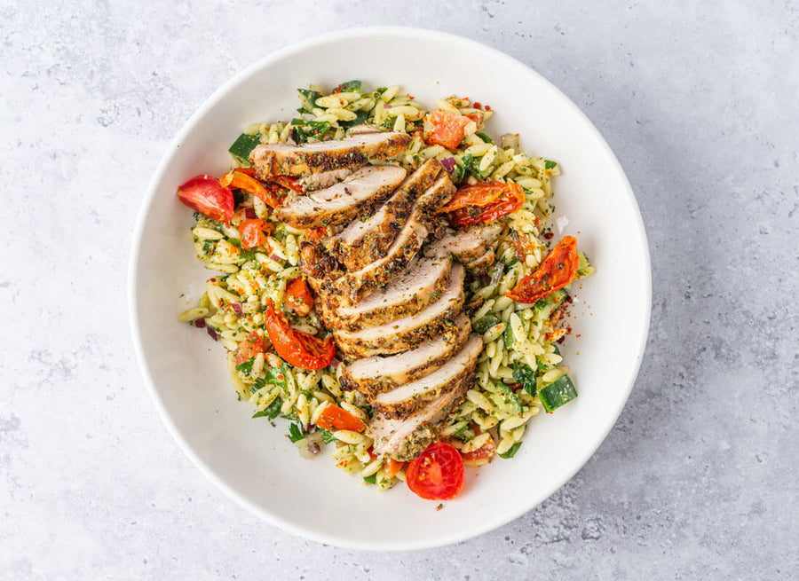 Grilled Chicken + Pesto Orzo