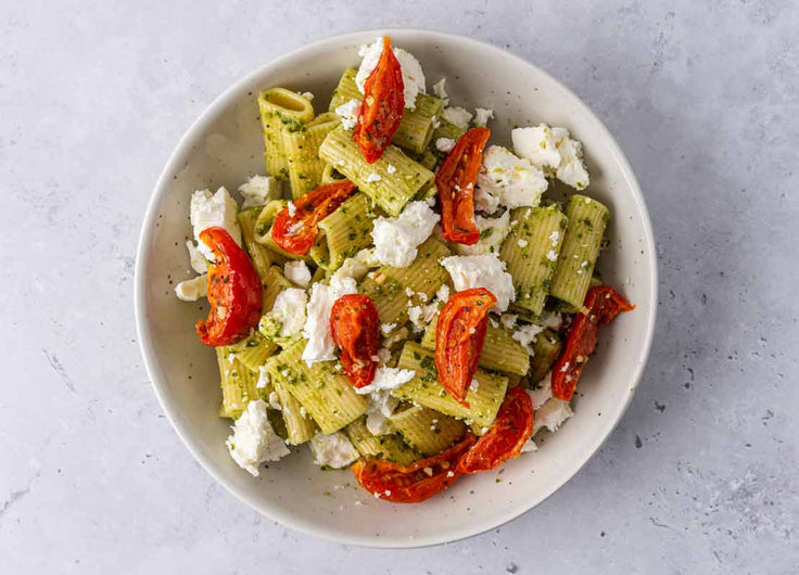 Feta, Sun-Blushed Toms, Green Pesto, Rigatoni