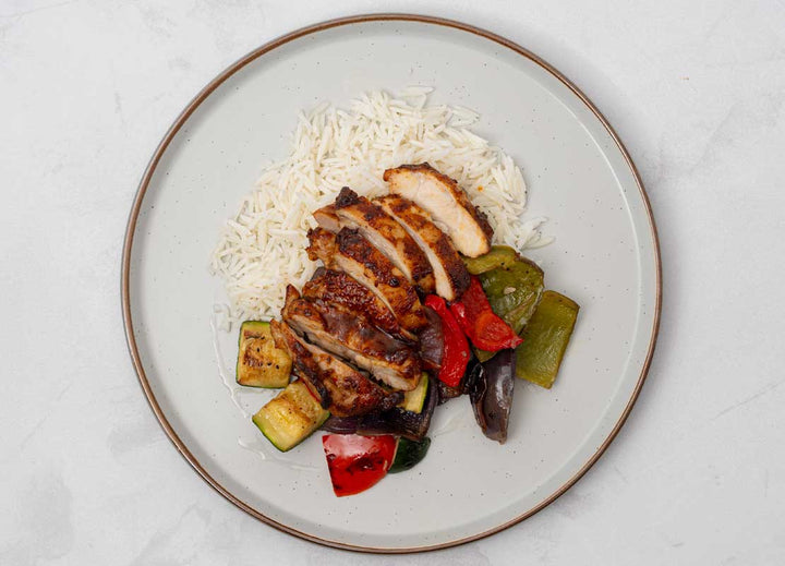 Salt + Pepper Chicken, Steamed Rice