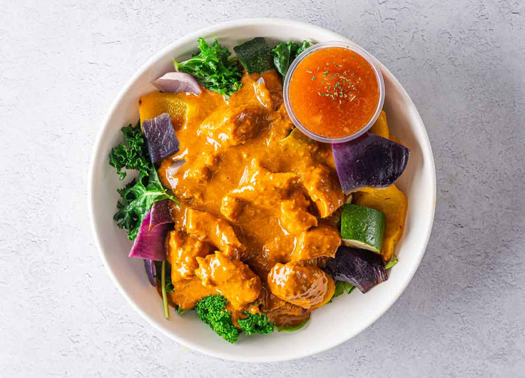 South Indian Chicken Curry, Veg + Mango Chutney