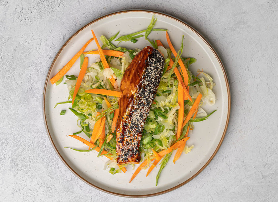 Teriyaki Salmon, Stir-Fried Cabbage & Carrot