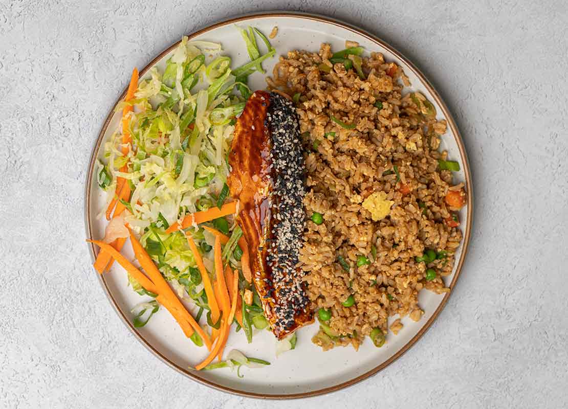 Teriyaki Salmon + Egg-Fried Rice