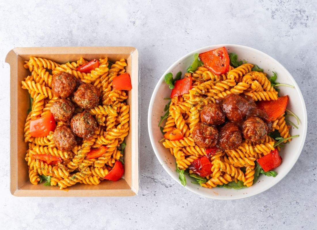 Tuscan Turkey Meatballs + Creamy Tomato Pasta
