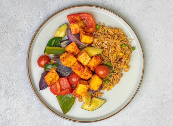 Sweet chilli Tofu, Mexican rice
