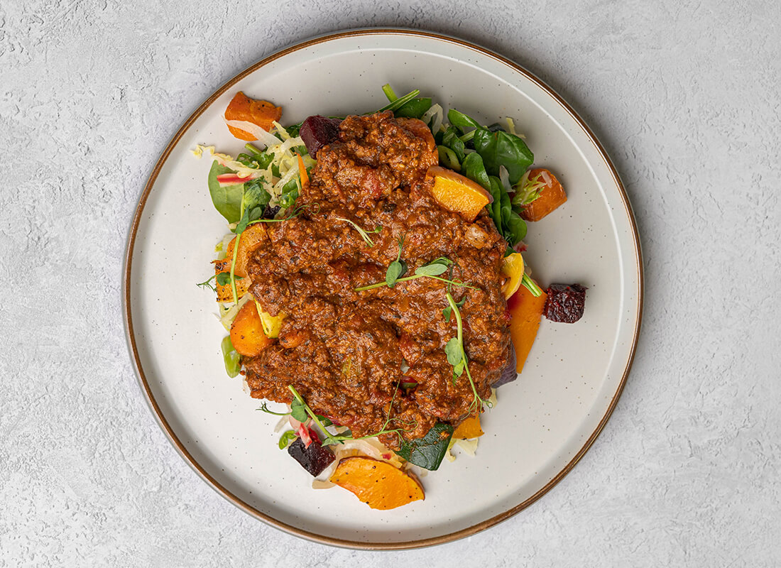 Beef Bolognese + Roasted Root Veg