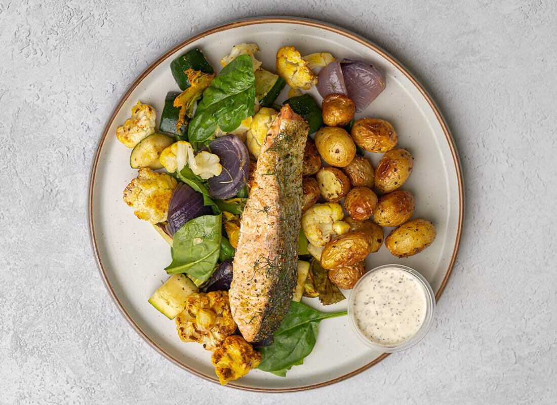 Citrus Salmon + Roasted Herby New Potatoes